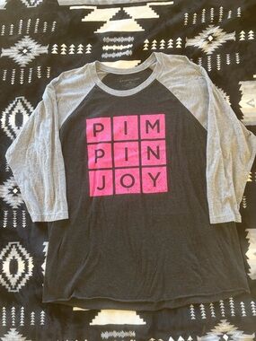 Raglan Baseball Tee - Black with Pink Logo